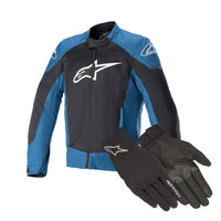 Jaqueta Alpinestars T-SPX Super Air Preta/Azul + Luva Alpinestars Reef